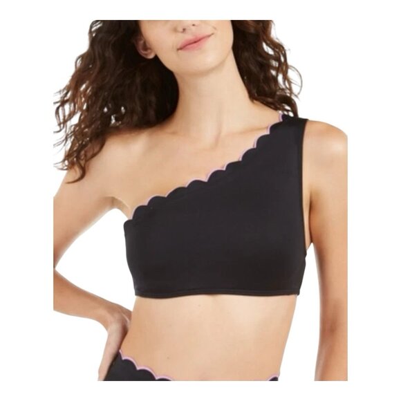 Kate Spade NY Scallop Wave One-Shoulder Bikini Top Large Black Purple NWT - Picture 1 of 9
